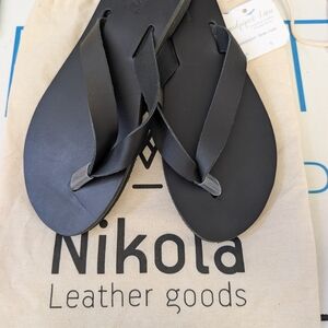 Women's Black Leather Sandals